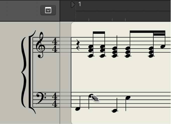 Figure. Eraser tool over object in the Score Editor.