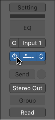 Figure. Pointing to the Bypass button at the left of the slot.