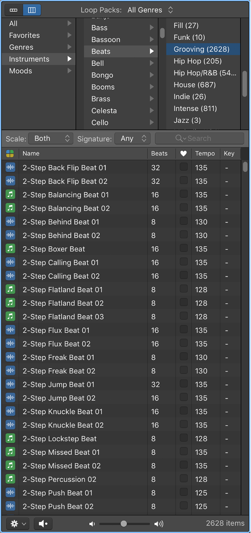 Figure. Loop Browser in Column view.