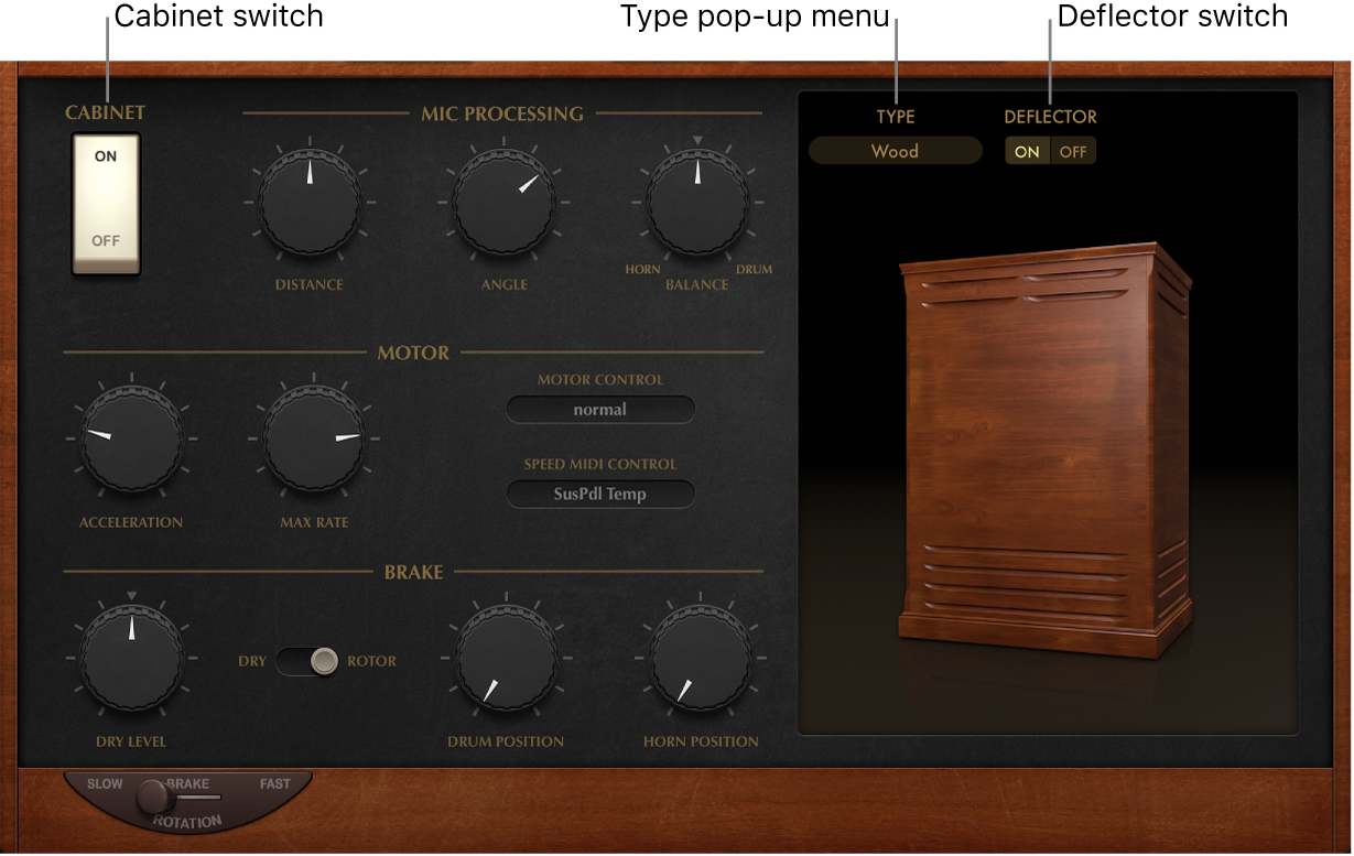 Figure. Vintage B3 Rotor Cabinet window advanced parameters.