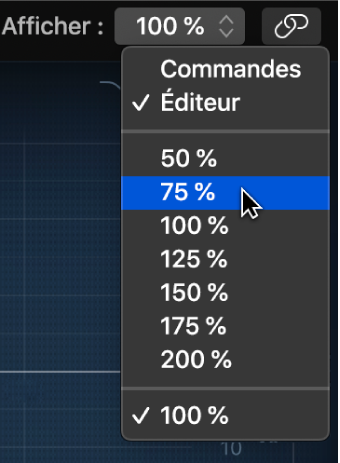 Figure. Sélection d’une taille de fenêtre de module dans le menu local.