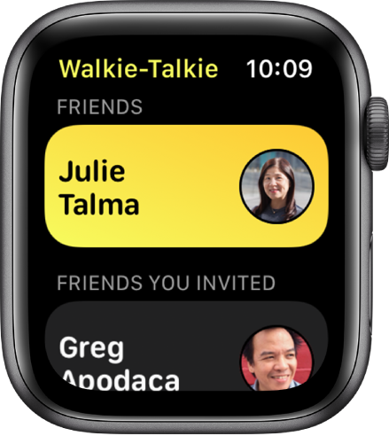 The Walkie-Talkie screen showing a contact near the top and a friend you’ve invited at the bottom.