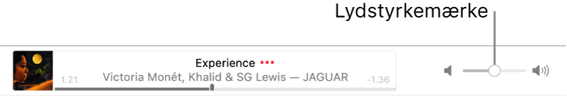 Mærket til justering af lydstyrke.