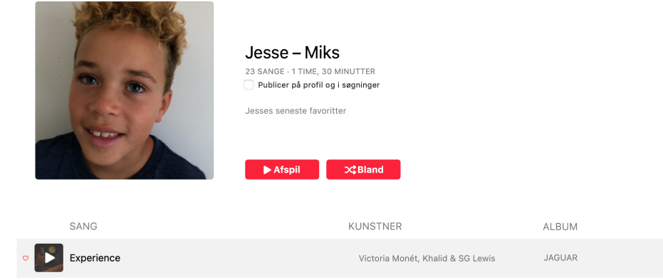 En playliste med personlige billeder.