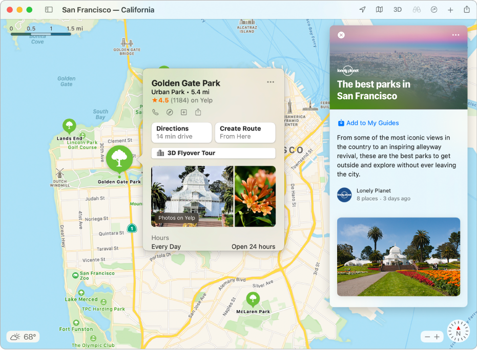 A map of the San Francisco Bay Area showing Guides to popular attractions.