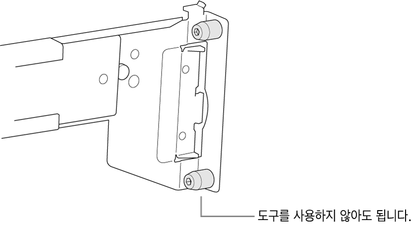 정사각형 구멍 랙에 맞는 레일 어셈블리.