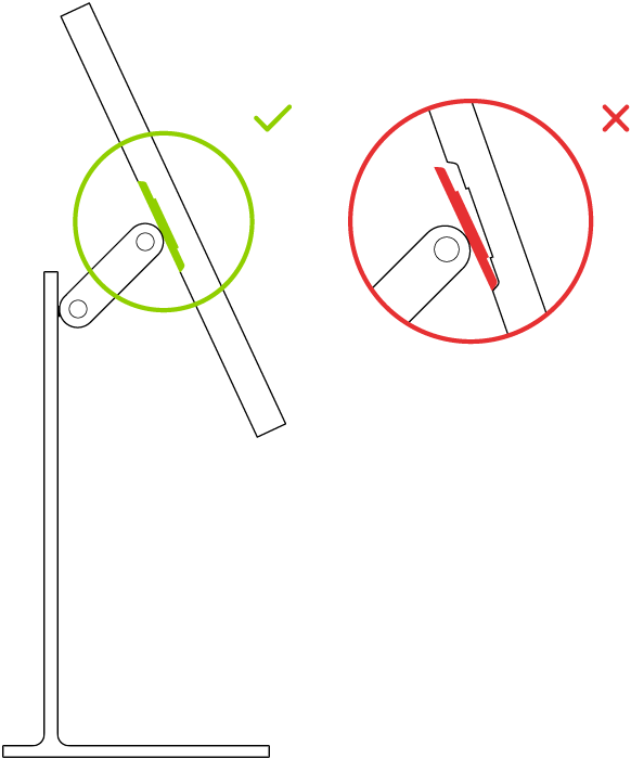 Il monitor agganciato magneticamente al supporto.