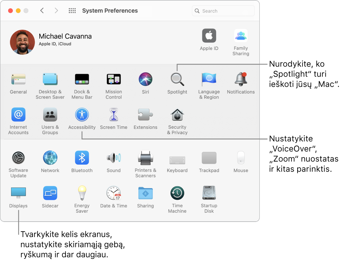 Langas „System Preferences“.