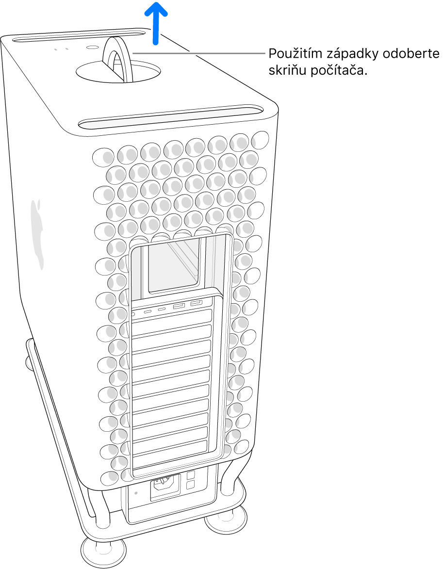 Západka je otočená a smeruje nahor, skrinka je zložená z počítača.