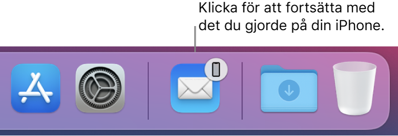 Handoff-symbolen syns i Dock.