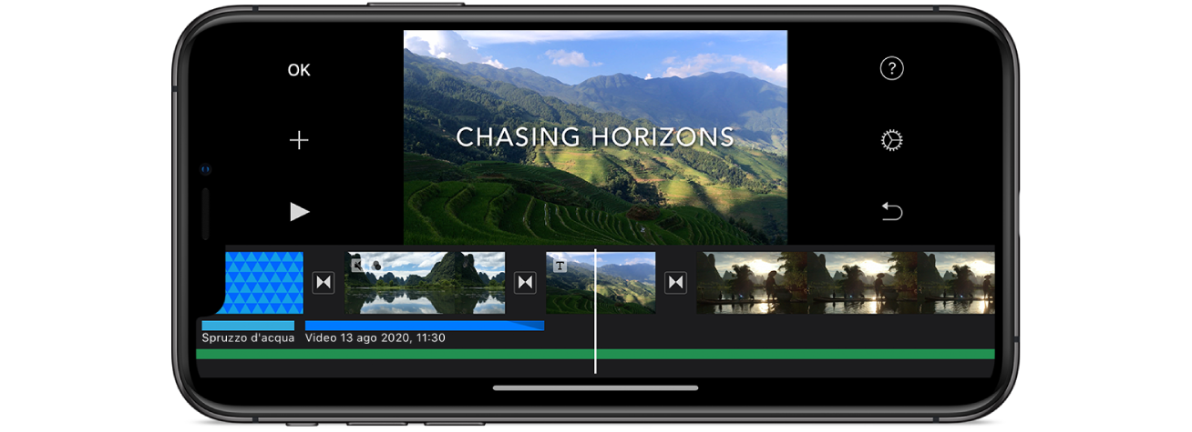 Creare un progetto in iMovie su iPhone.