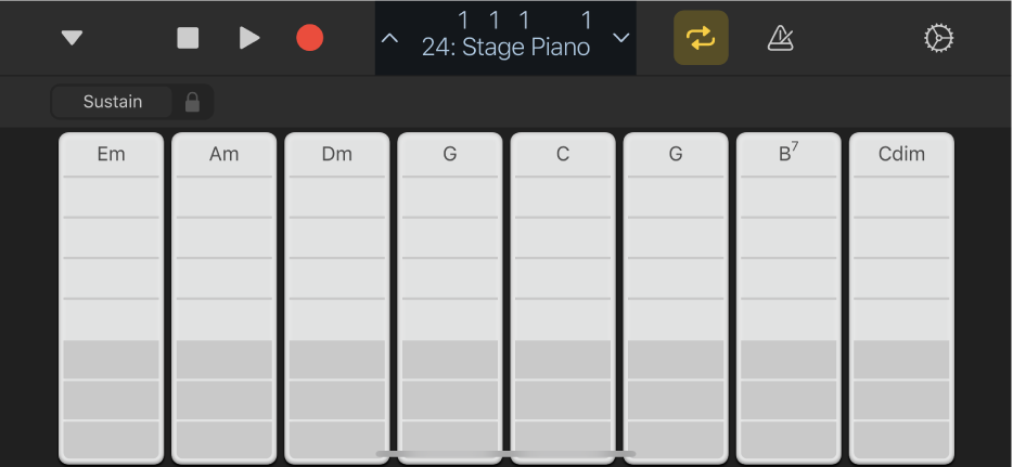 Abbildung. Darstellung „Akkord-Strips“ für Keyboard.