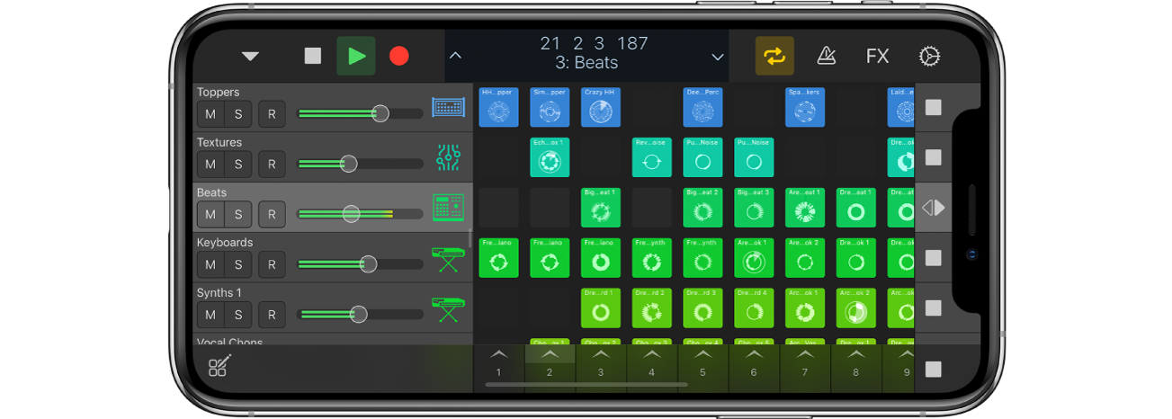 Logic Remote menunjukkan projek dimainkan.