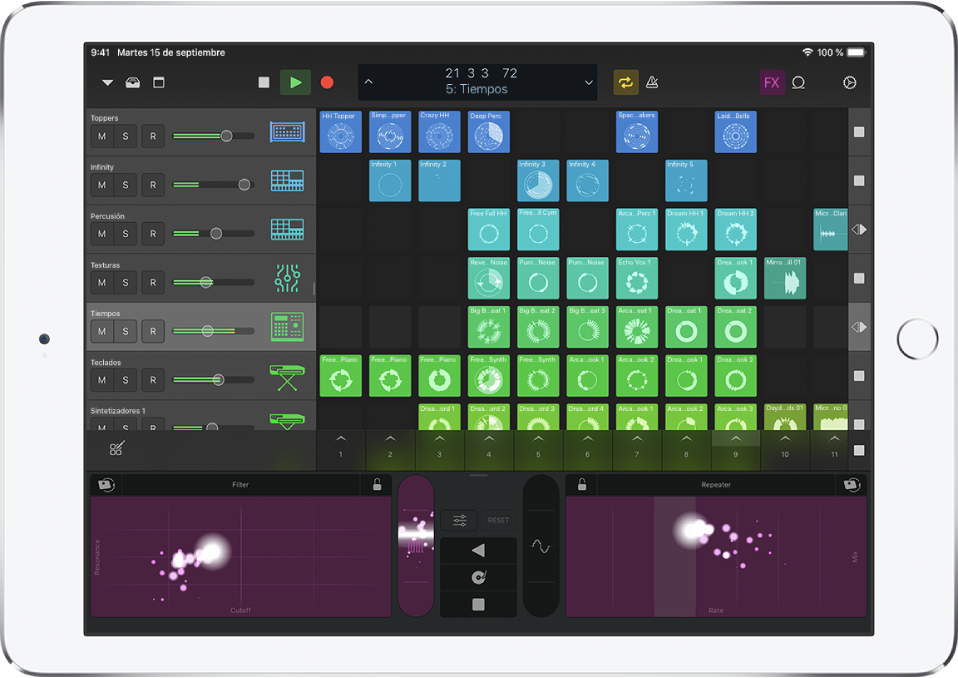 Proyecto reproduciéndose en Logic Remote.