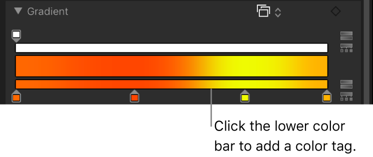 Editor de gradación con una nueva etiqueta de color