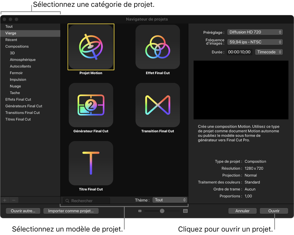 Navigateur de projets