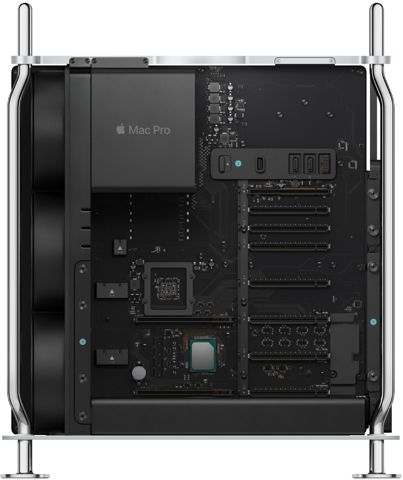 Vue interne de la tour du Mac Pro.