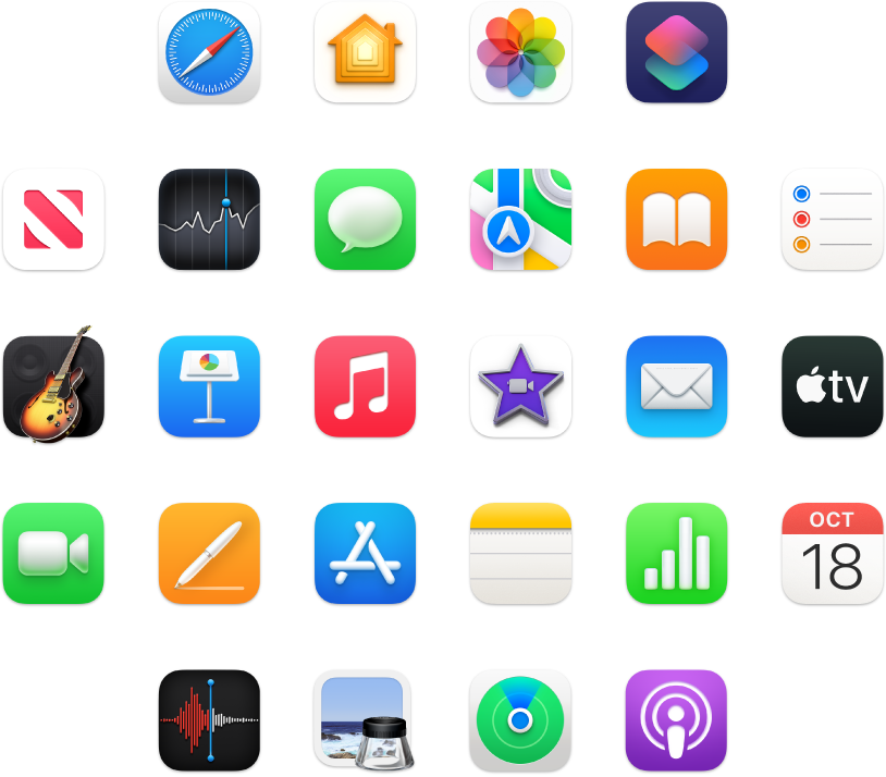 Íconos de las apps incluidas en tu Mac.