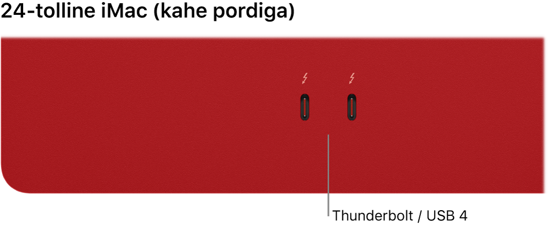 iMac, millel on kaks Thunderbolt- / USB 4-porti.