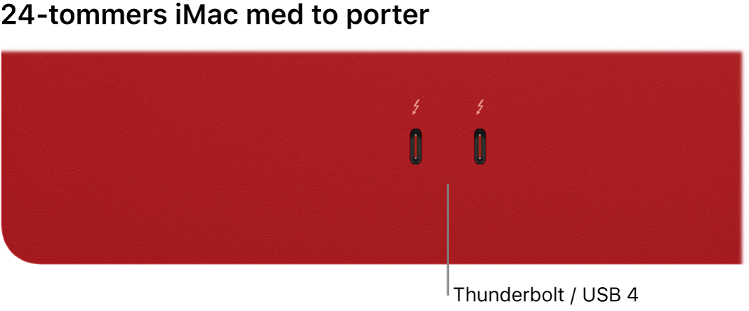 En iMac viser to Thunderbolt- / USB 4-porter.