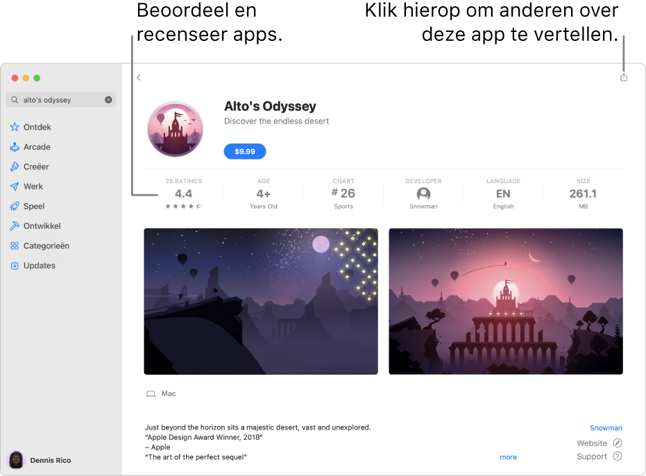 Beoordelingen van klanten voor een app in de App Store.