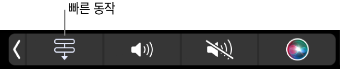 Touch Bar Control Strip에 있는 빠른 동작 버튼.