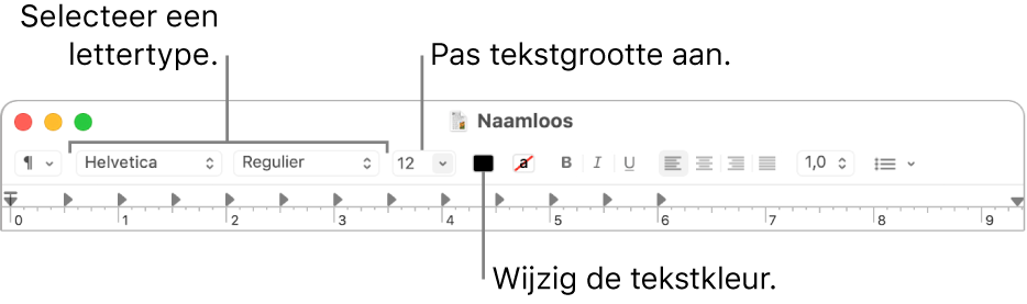 De grootte, de kleur en het lettertype van tekst aanpassen.