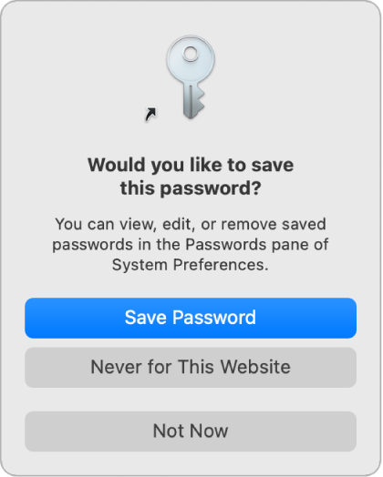 Dialog asking if you want to save your password.