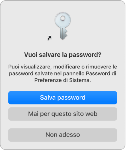 Finestra di dialogo in cui ti viene richiesto se vuoi salvare la password.