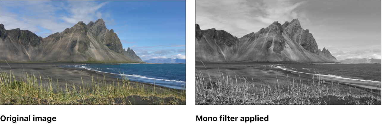 Canvas mit dem Effekt des Filters „Mono“