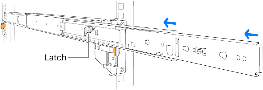 A rail assembly being retracted.