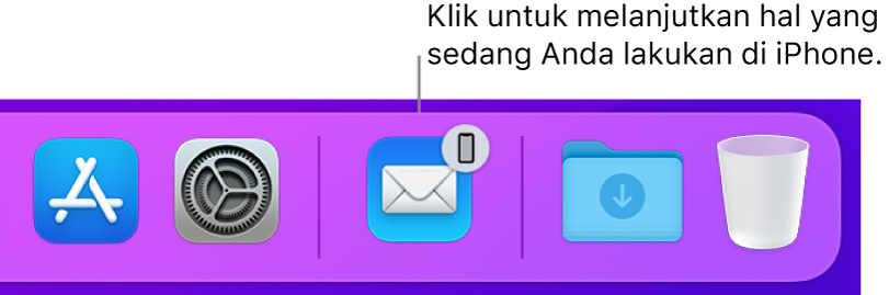 Ikon Handoff terlihat di Dock.