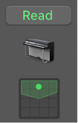 Figure. 3D Object Panner control in the channel strip.