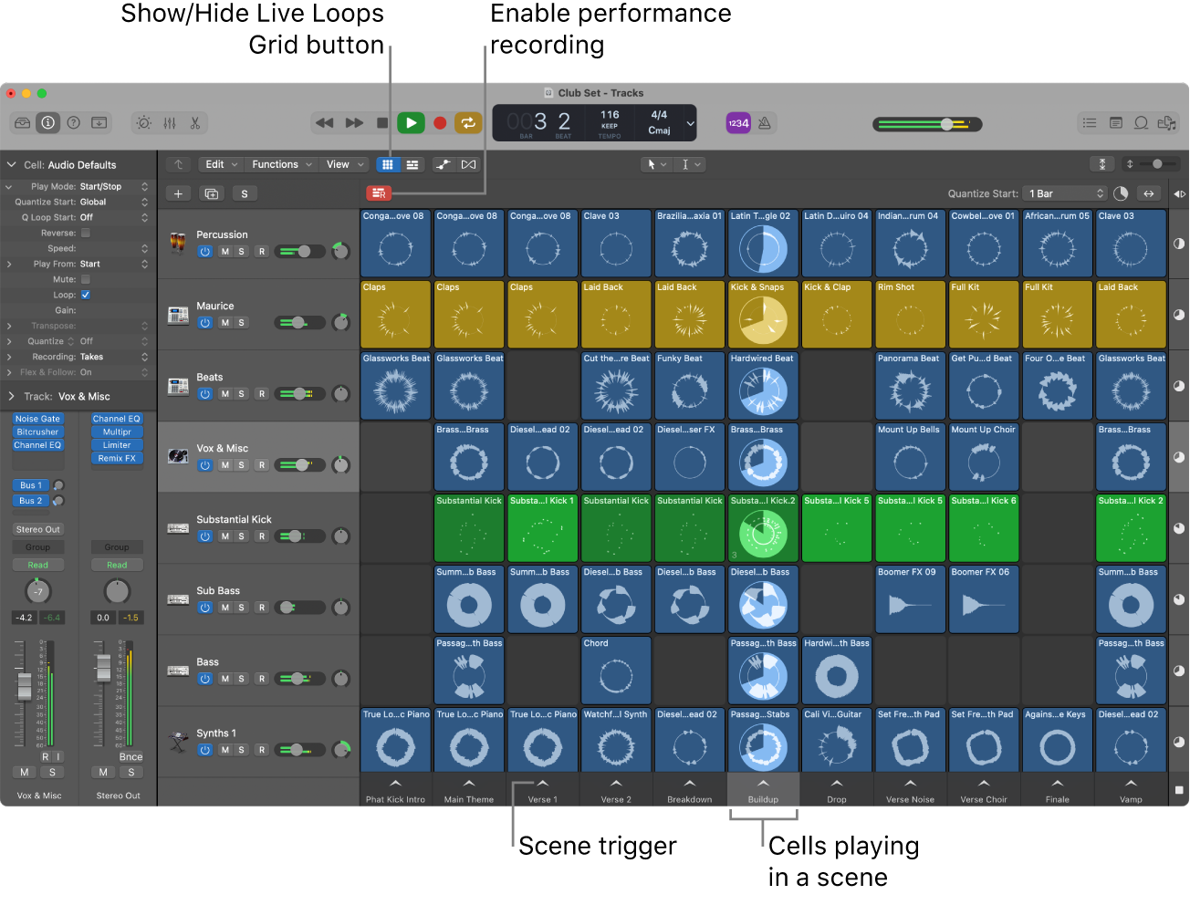 Figure. Live Loops grid.