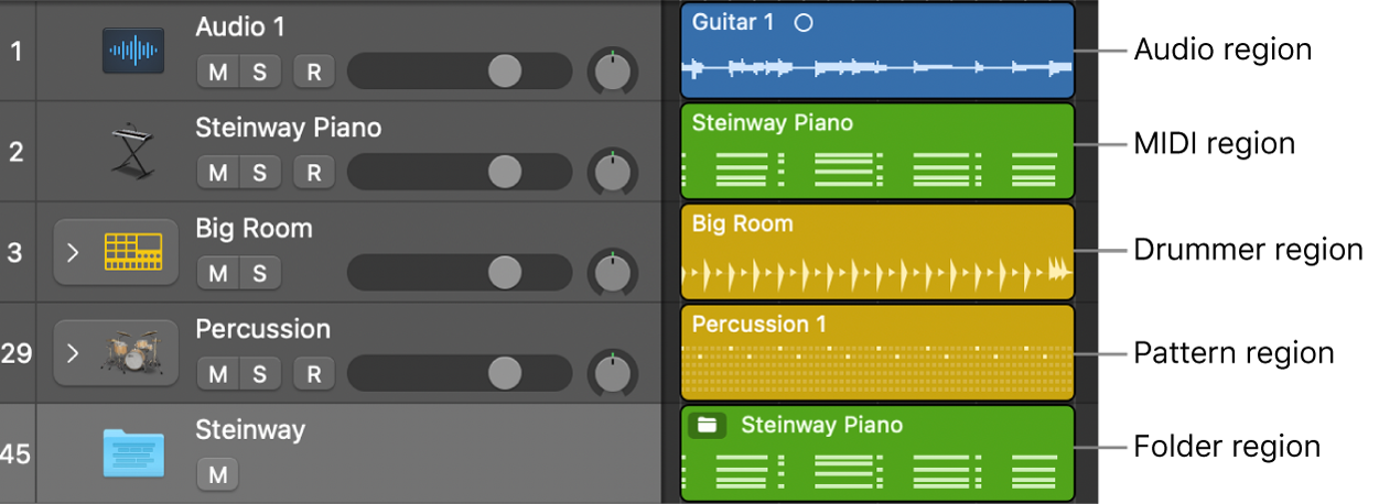 Figure. Region types with default colors