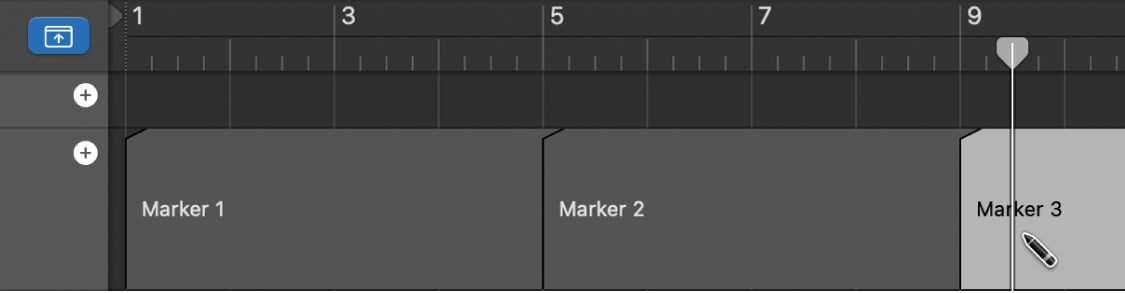 Figure. Creating a marker in the Marker track.