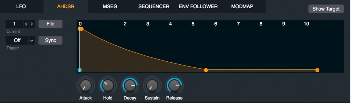 Figure. AHDSR envelope control panel.