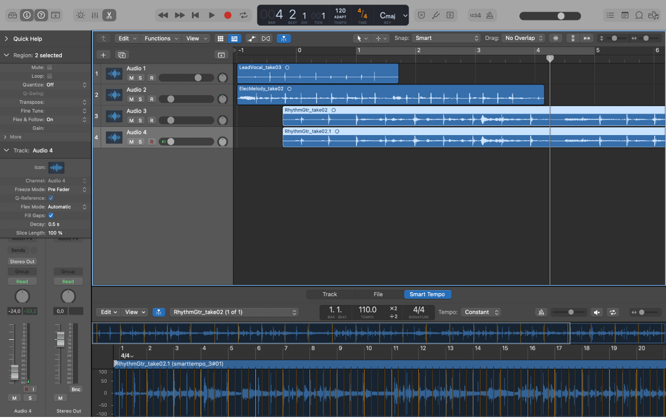 Figure. Logic Pro project with multitrack audio files.