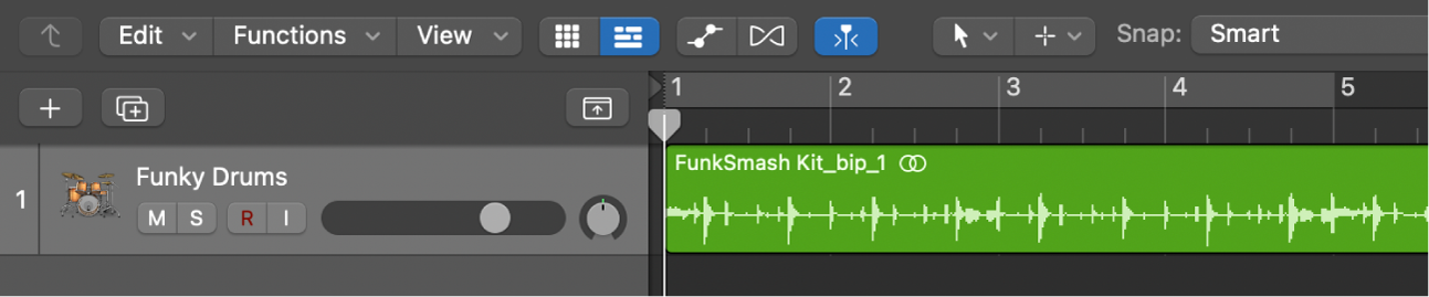 Figure. Tracks area showing audio track selected.