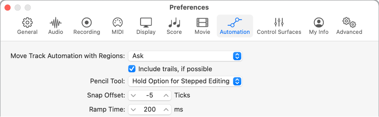 Figure. Automation preferences.