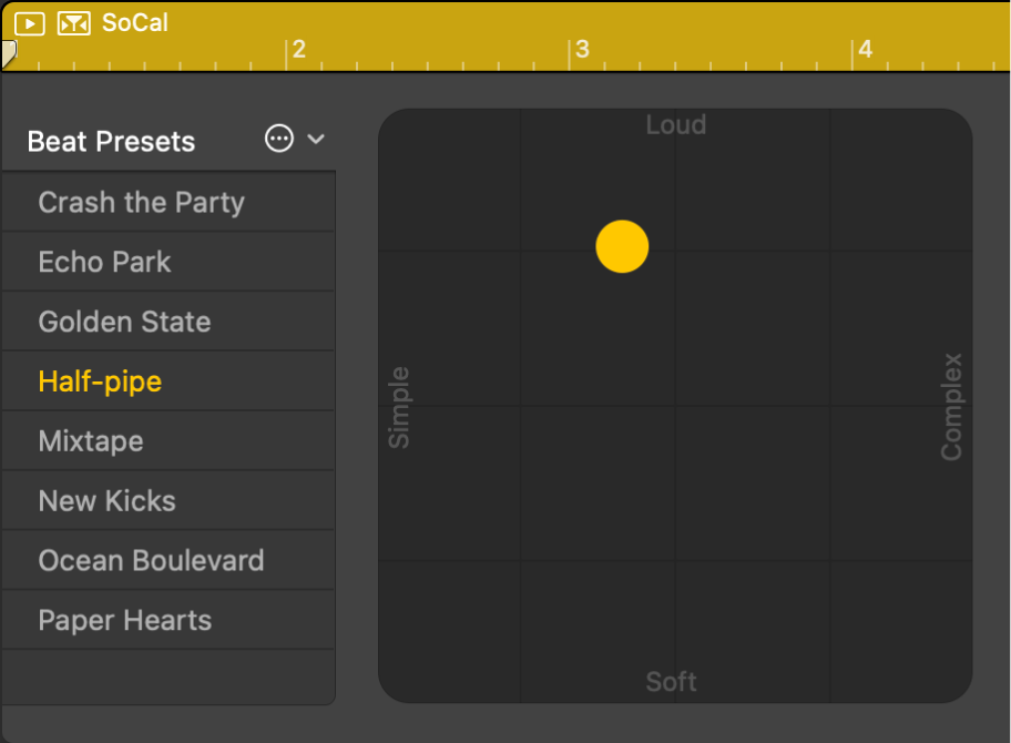 Figure. Drummer Editor showing region-based settings.