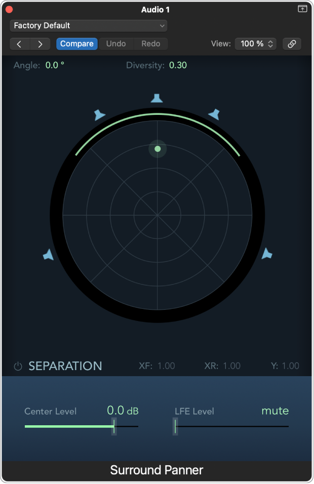 Figure. Mono-to-Surround Panner window.