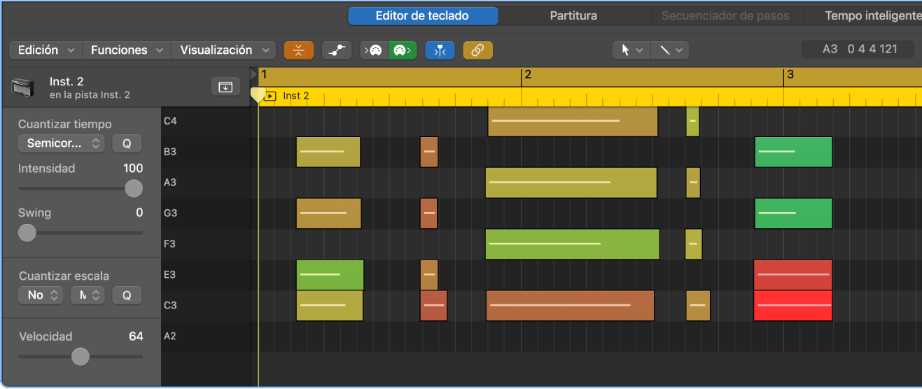 Ilustración. Editor de teclado, con el botón “Modo Contraer” resaltado.