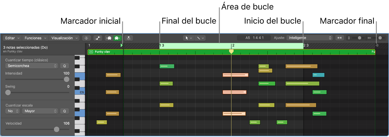 Ilustración. Una celda MIDI abierta en el editor de celda.