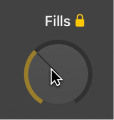 Figure. Glissement du potentiomètre Fills dans l’éditeur de drummer.