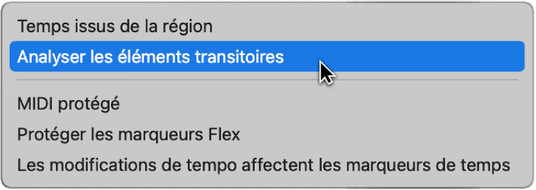 Figure. Piste de table des temps affichant les temps issus des régions.