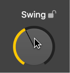 Figure. Glissement du potentiomètre Swing dans l’éditeur de drummer.