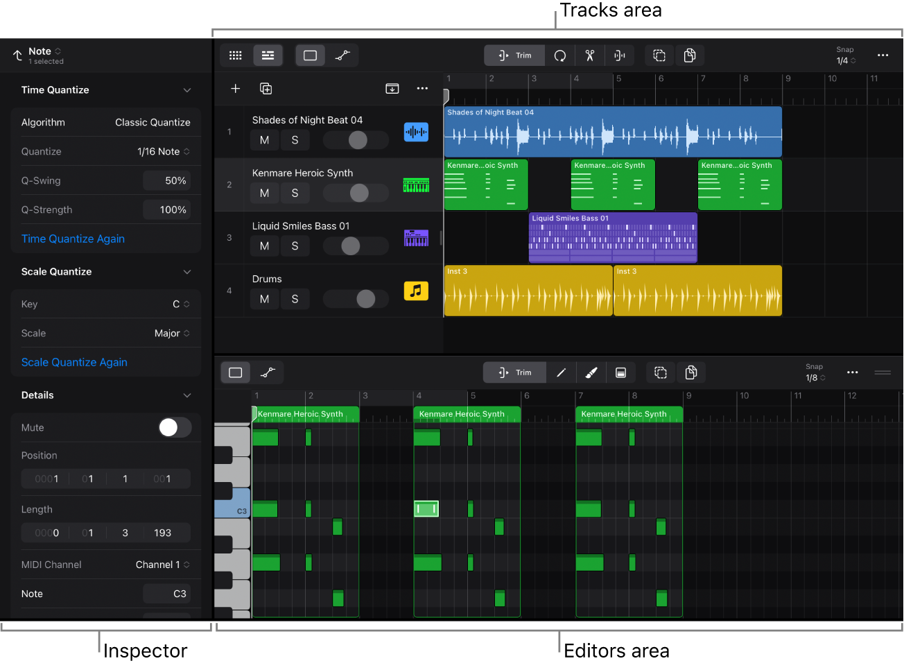 Figure. Edit areas.