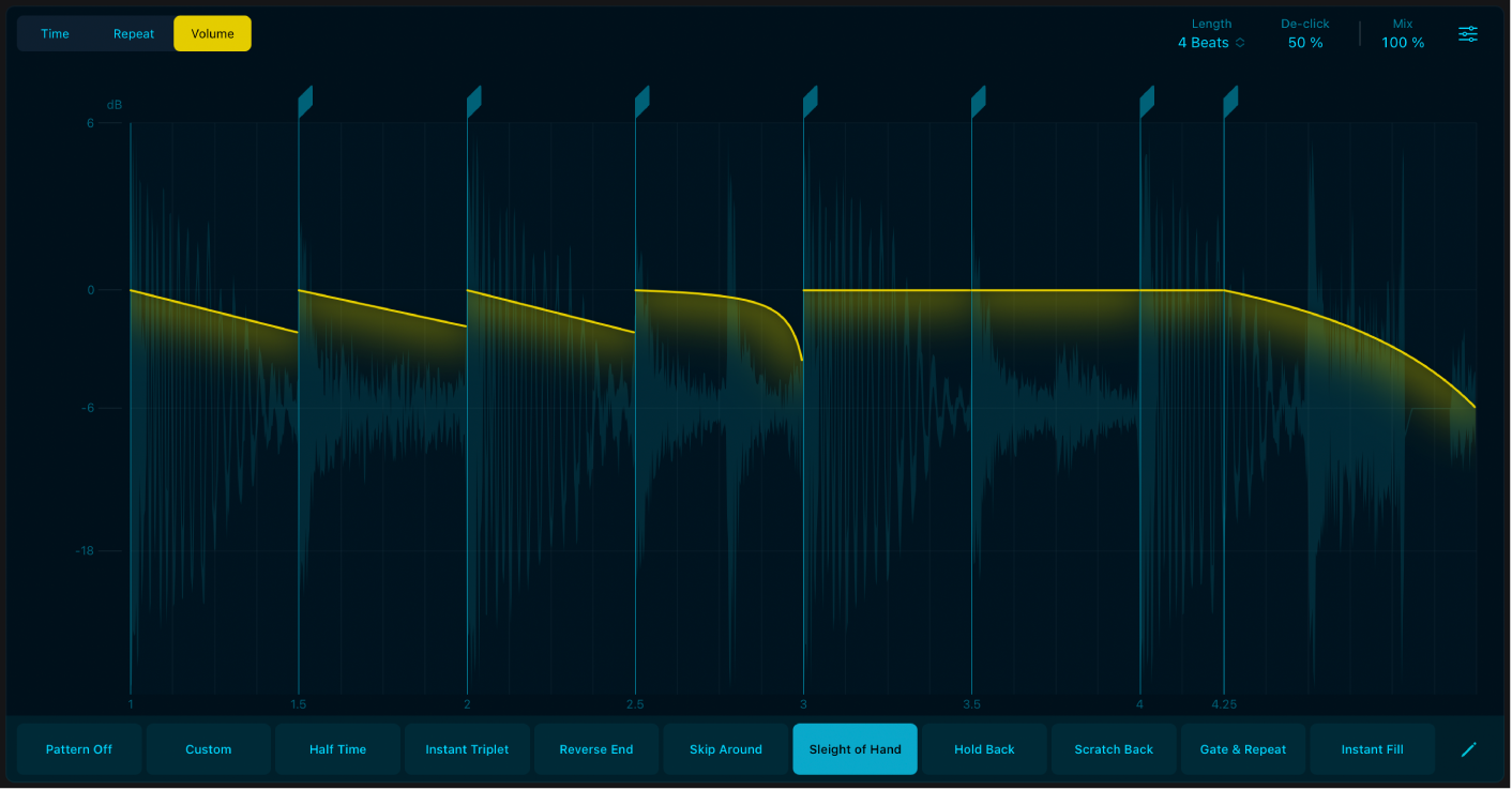 Figure. Volume mode in Beat Breaker.