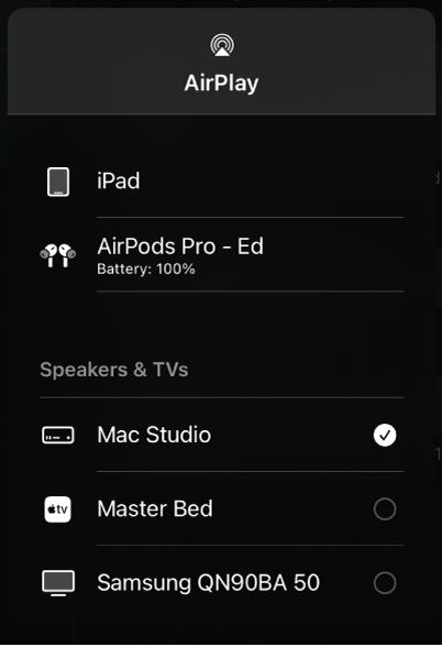 Figure. AirPlay dialog.